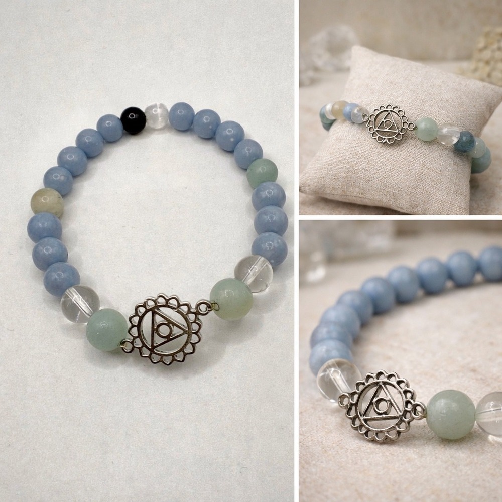 Throat Chakra Bracelet Angelite‎ Amazonite Quartz Witchy Boho Apothecary